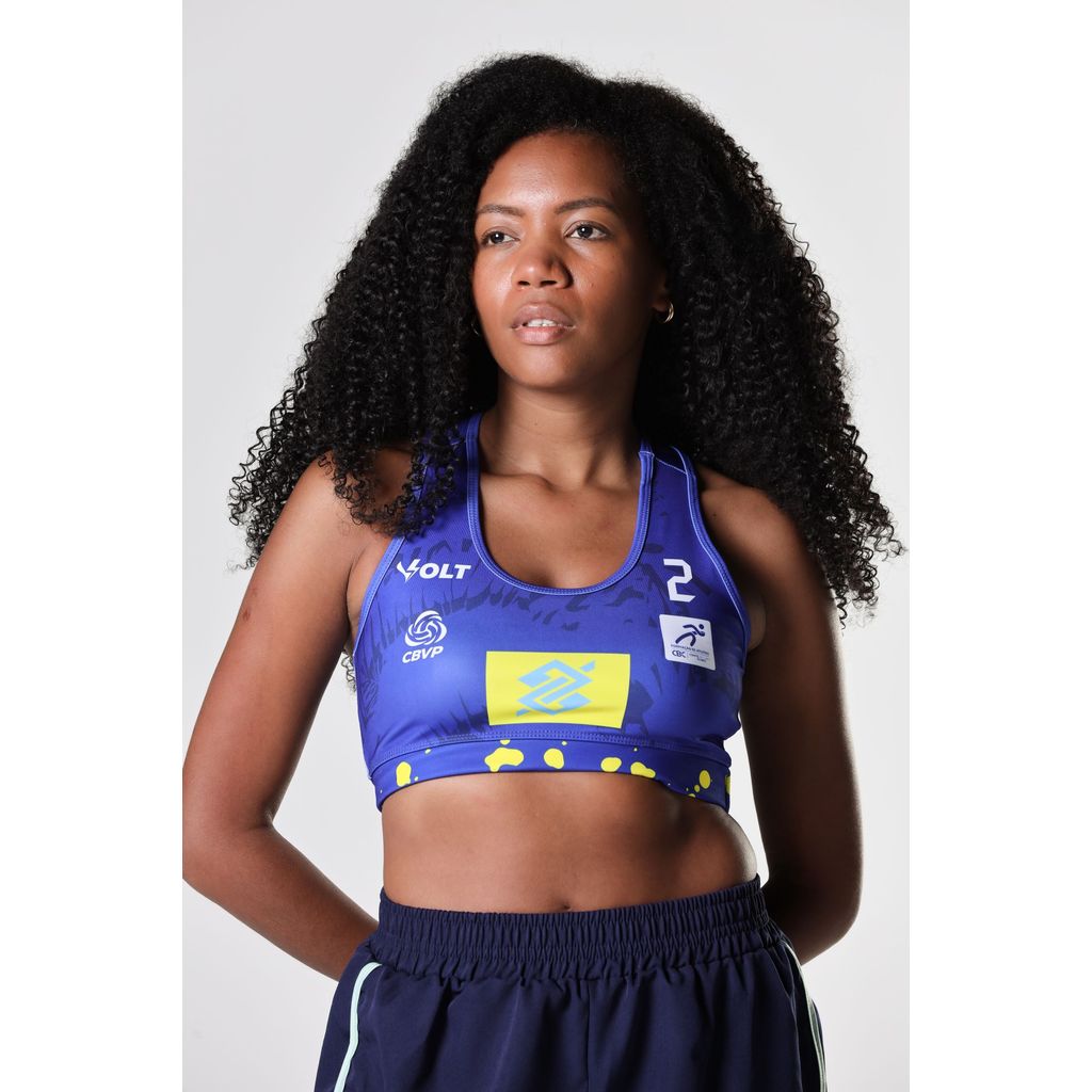 Top 2 Vôlei de Praia Brasil Oficial Feminino Azul-Marinho Volt