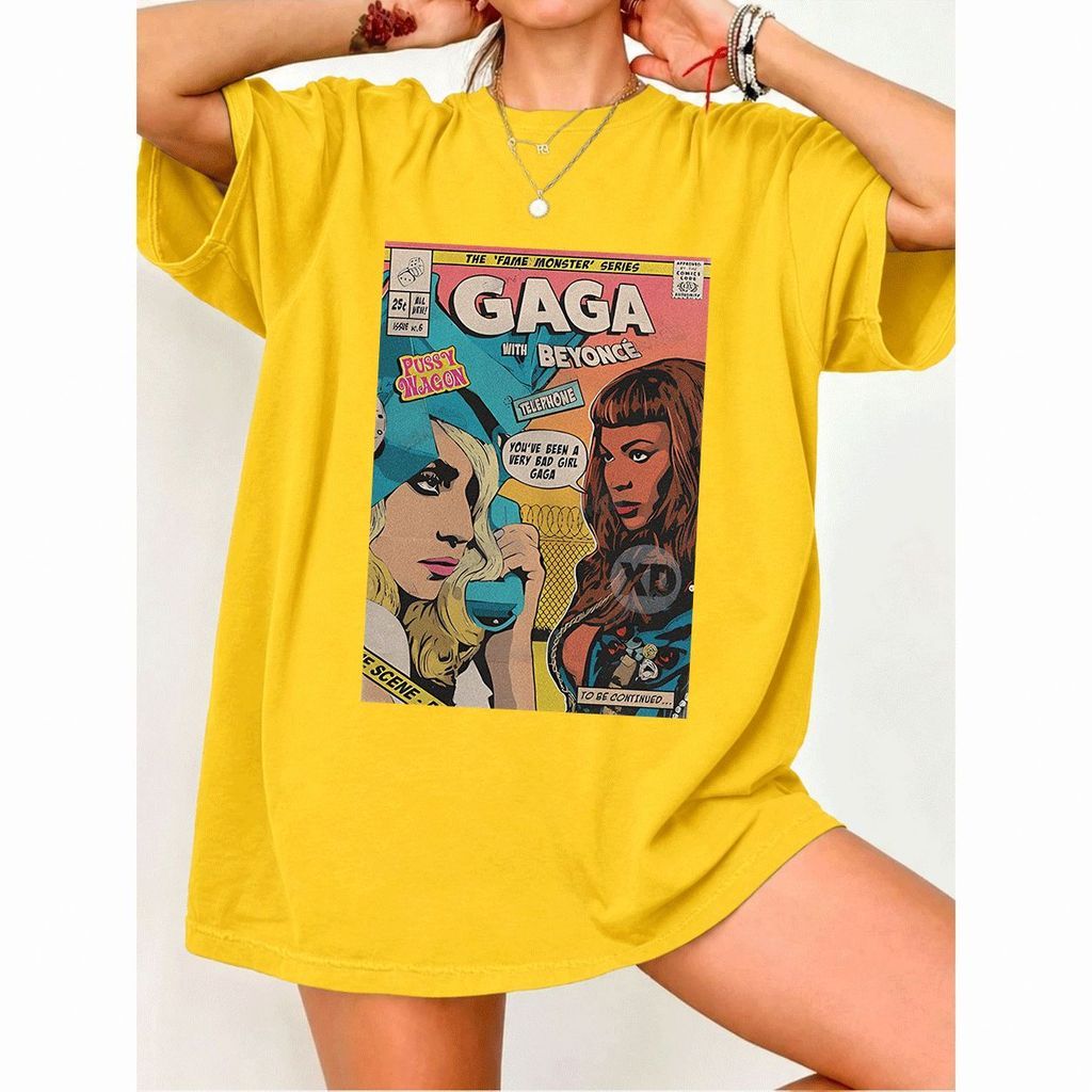 [Camiseta Premium em Algodão Puro]MIA Camiseta Feminina Oversized Streetwear, Estampa Gaga by Beyoncé, Em Algodão, Ideal