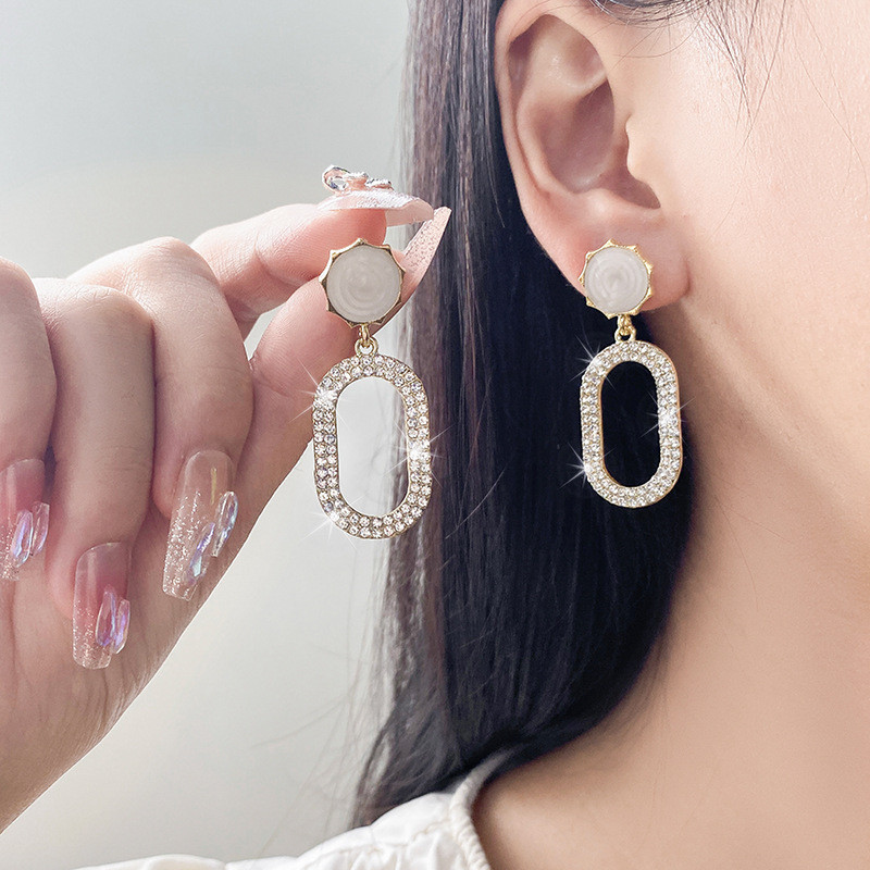 Brincos luz brincos de luxo novo estilo brincos High-End feminino diamante exagerado círculo estilo moda simples prata a