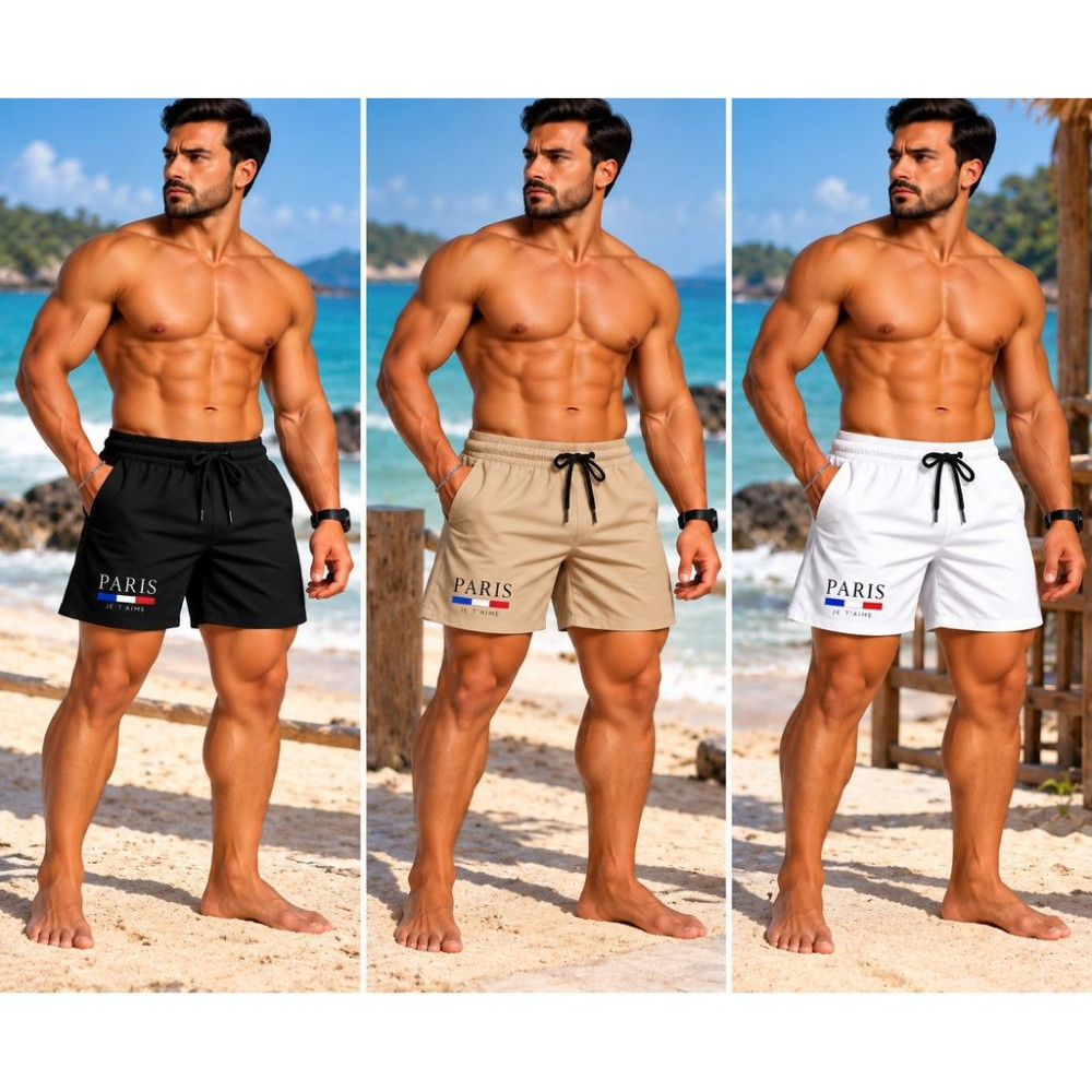 Kit 3 Short Praia Masculino Tactel Com Cordão Bermuda Premium – Para Verão, Praia E Piscina
