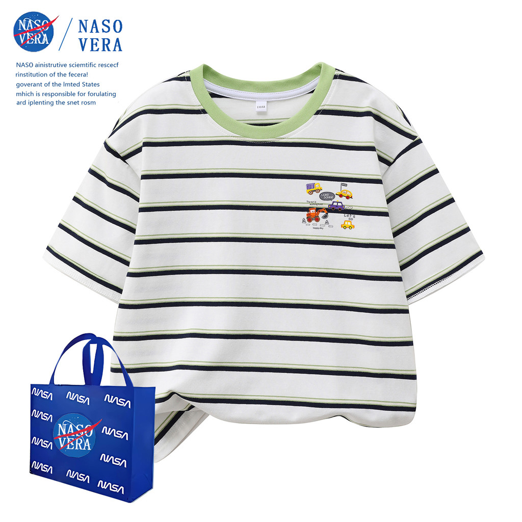 Novo carro dos desenhos animados Unisex roupas infantis verão simples pele-amigável respirável camiseta listrado criança