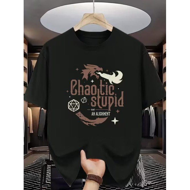 Camiseta Manga Curta Estampada Dragão Dado Divertida Confortável Moderna Estilosa para Uso Casual Moda Tendência Verão