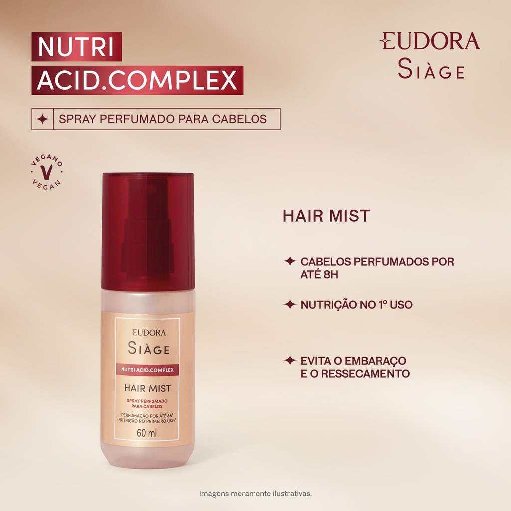 Eudora Siàge Spray Perfumado Nutri Acid.Complex Hair Mist 60ml · foto 2