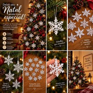 Flocos de neve para decoração de natal,  árvore de natal