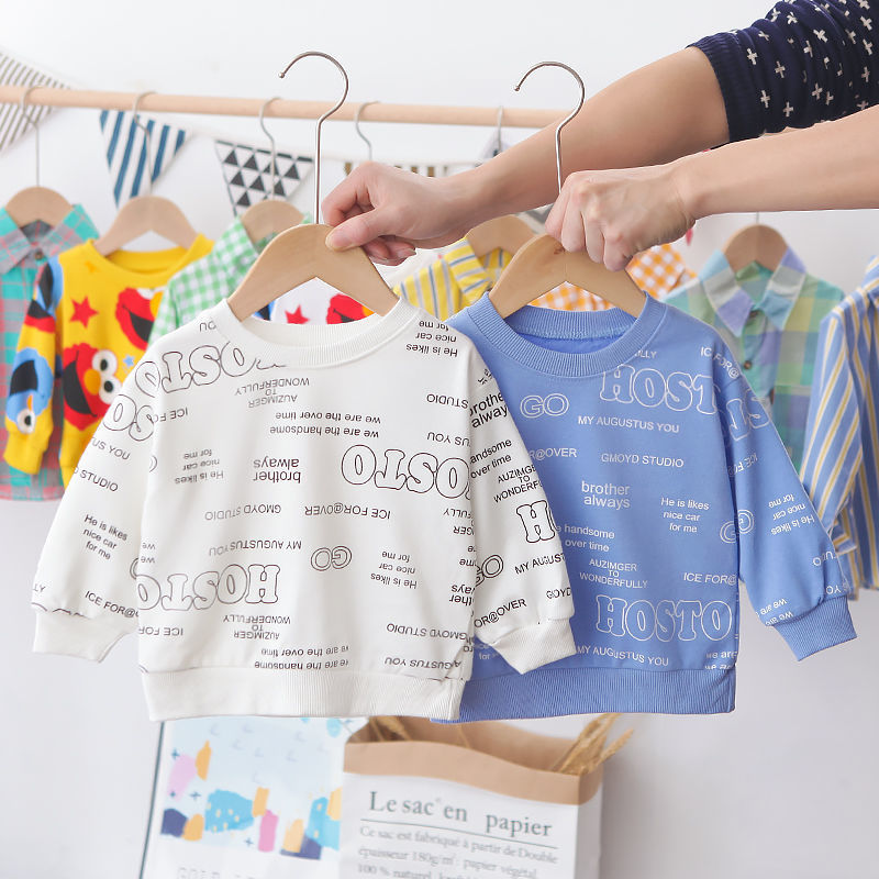 Bebê primavera outono manga comprida camiseta outono moletom infantil estilo fino meninos meninas puro algodão camisa de