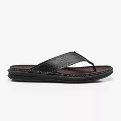 Chinelo de Couro Lazy Preto