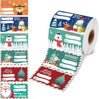 500 adesivos/rolo de adesivos de Natal, série de adesivos autocolantes para decoração de presentes com mensagens festiva