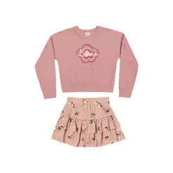 Conjunto Infantil Menina Bloom Com Babados Elian Rosa