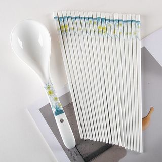 Novo estilo pauzinhos de cerâmica Underglaze cor colher de cerâmica colher de sopa pá de arroz combinação talheres supri