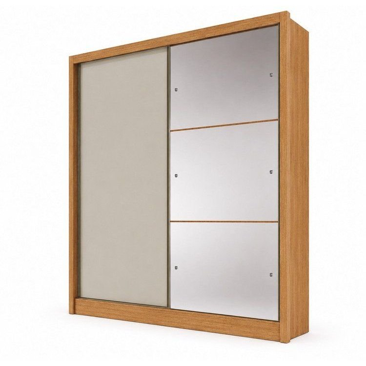 Guarda Roupa Solteiro MDF com Espelho 2 Portas 3 Gavetas Toronto Marrom/Cinamomo Fendi Cumaru/Fendi · foto 2