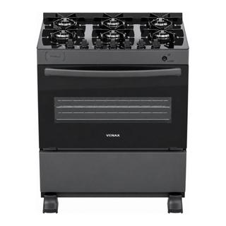 Fogao 6 Bocas Venax Picasso Vitreo Grafite Gas Glp