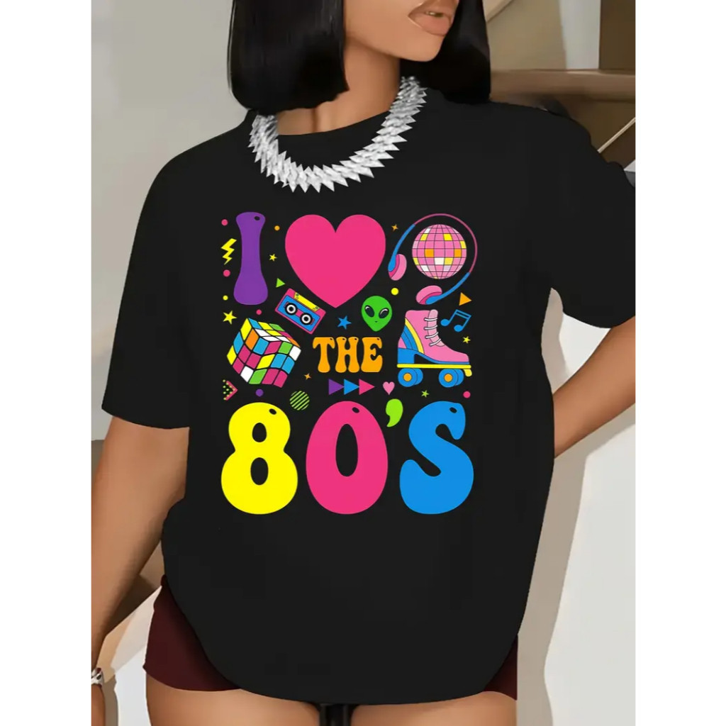 [Camiseta Premium em Algodão Puro]ELA Camiseta Algodão Feminina Festa Anos 80 Lançamento Envio Rapido