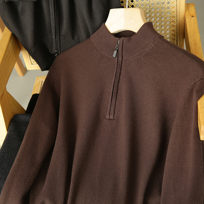 Lyocell+Fibra Anti-Pilling!Suéter masculino Casual com meio zíper macio e ceroso quente outono inverno