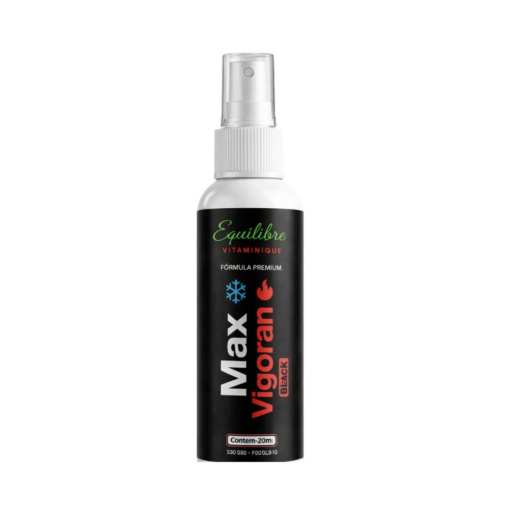 1 Max Vigoran Black – Spray Suplemento Masculino · Energia, Disposição e Vitalidade · Fórmula Premium