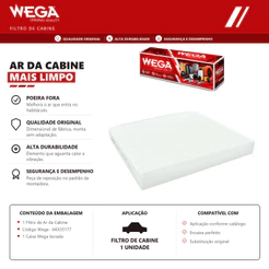 Filtro Do Ar condicionado cabine FORD RANGER 2012 2013 2014 2015 2016 2017 2018 2019 2020 2021 2022 – Wega AKX35177