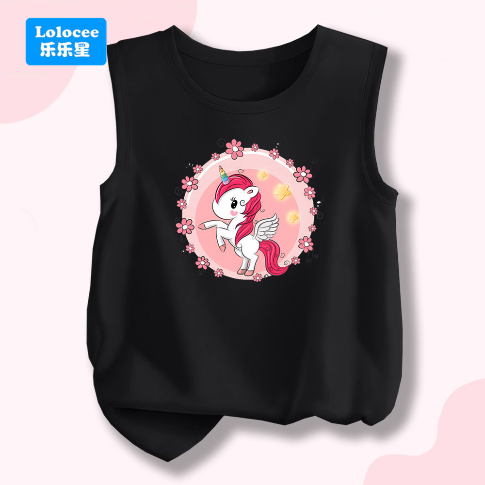 Meninas Bonito Unicórnio Impressão Sem Mangas Camiseta Singlet Crianças Verão Algodão Casual Regata DJY1