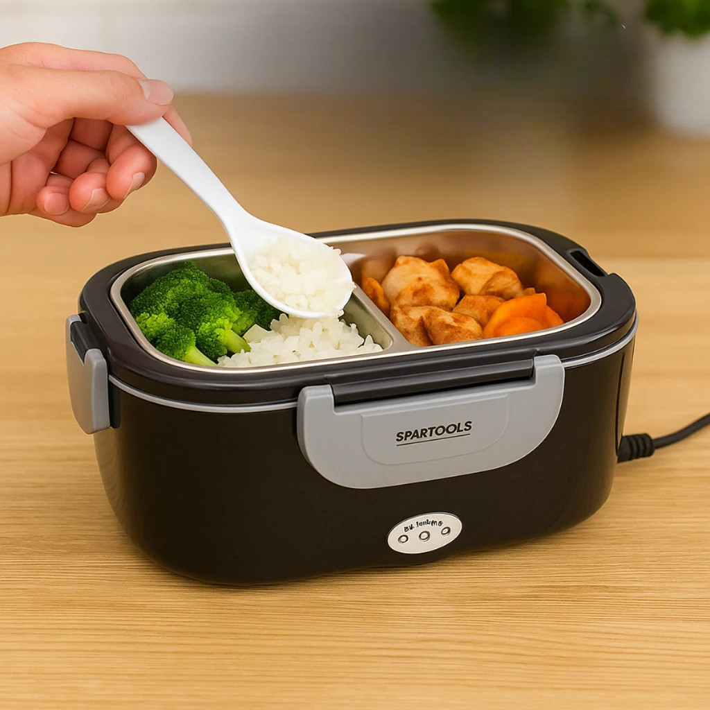 Marmita Elétrica Térmica Marmiteiro Comida Quente Preta Viagem Aquecedor Refeições Trabalho