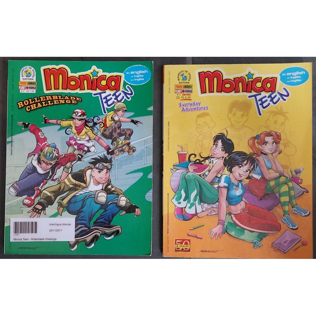 LIVRO, KIT(2), HQ, MÔNICA TEEN, 1. EVERYDAY ASVENTURE, VOL. 1, 2. ROLLEERBLADE CHALLENGE, VOL. 4, PANINI COMICS
