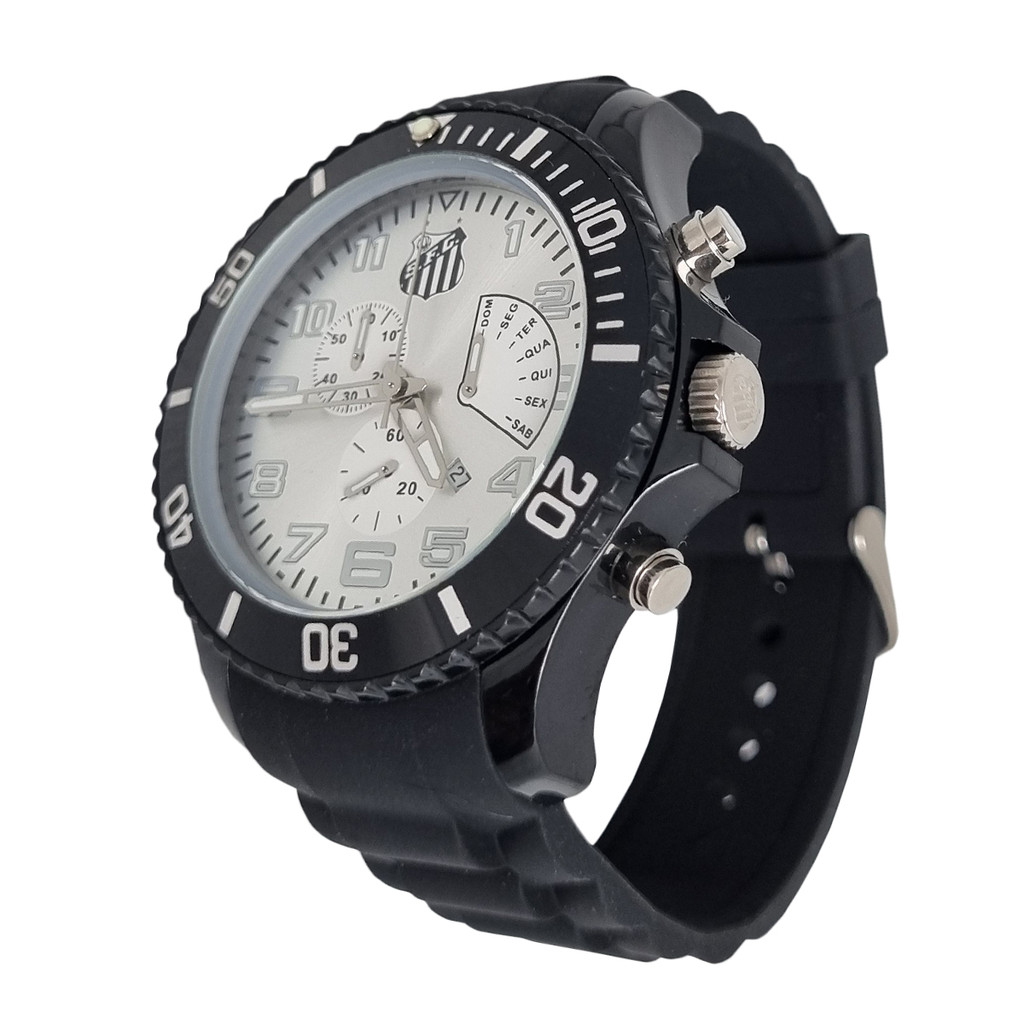 Relógio Santos FC Oficial Masculino  Cronógrafo Puls Borracha SAN0071