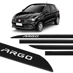 Friso Lateral Fiat Argo 2018 a 2024 Flash Cotrim Protetor Portas Preto Vulcano 4 Peças