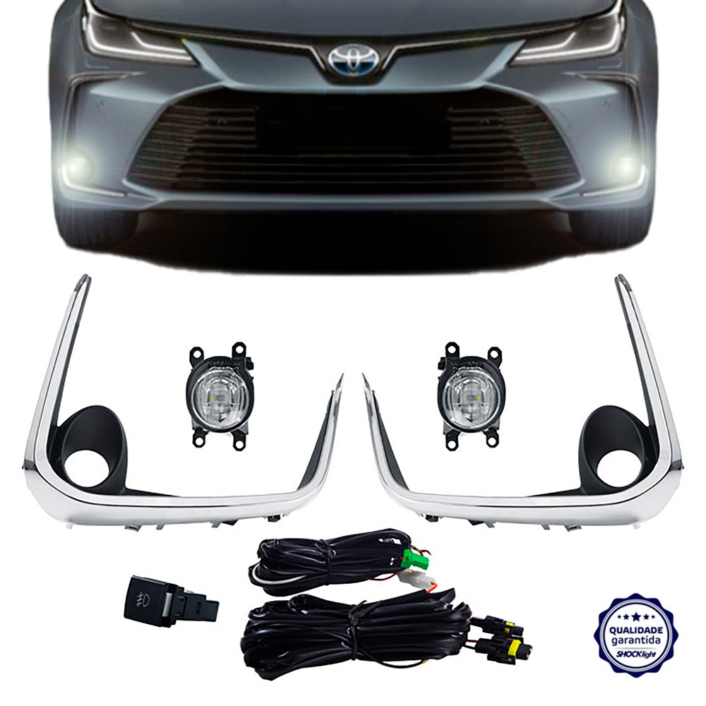 Farol de Milha Toyota Corolla 2020 a 2025 LED DRL Shocklight Auxiliar Neblina Botão Original Kit