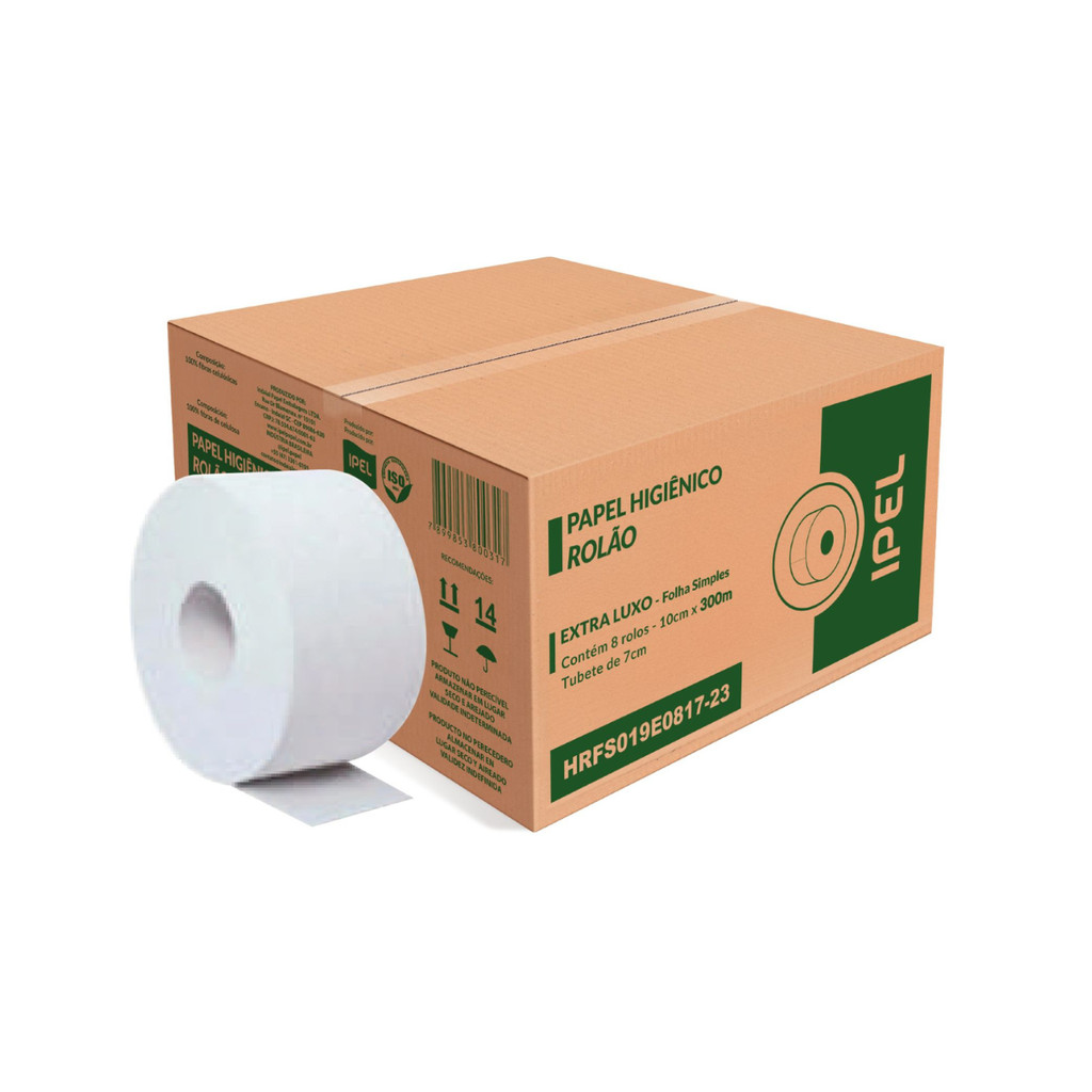 Papel Higiênico Rolão Folha Simples Extra Luxo 8x300m Ipel em Oferta na Shopee