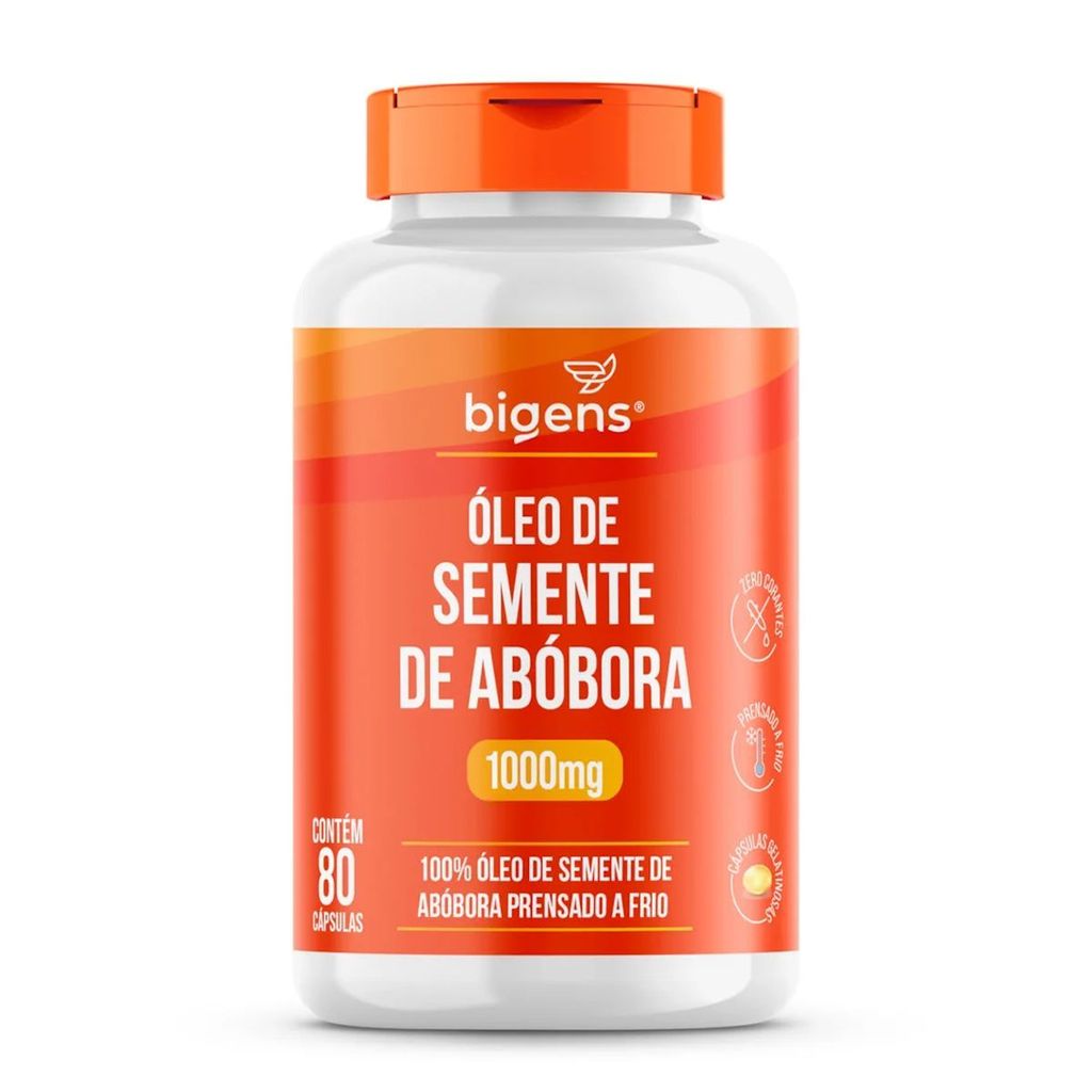 Óleo de Semente de Abóbora - 80 Cápsulas - Bigens em Oferta na Shopee