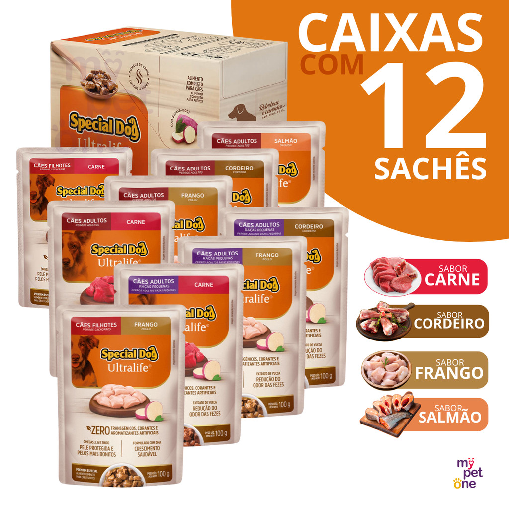 Caixa 12 Sachê Premium Para Cães Special Dog em Oferta na Shopee