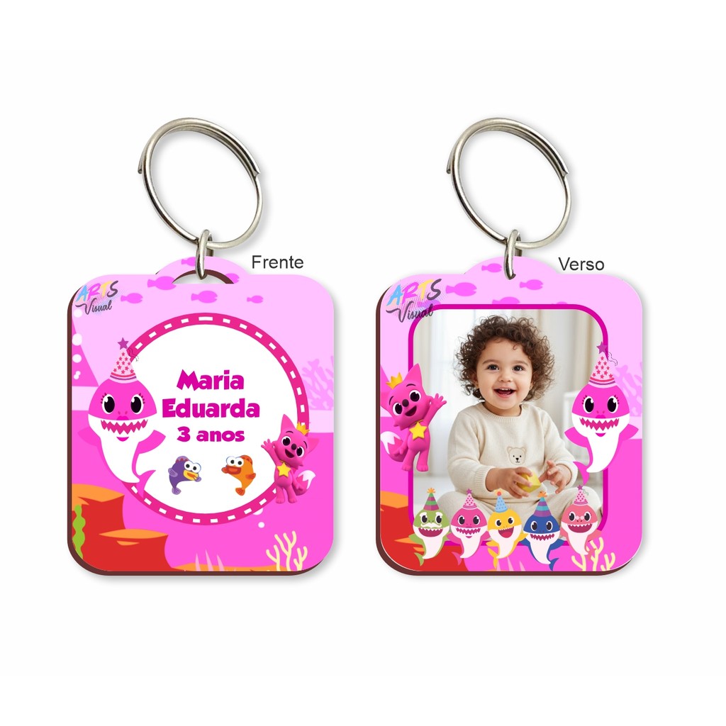 Lembrancinha Chaveiro Para Maternidade Tema Baby Shark Rosa em Oferta na Shopee