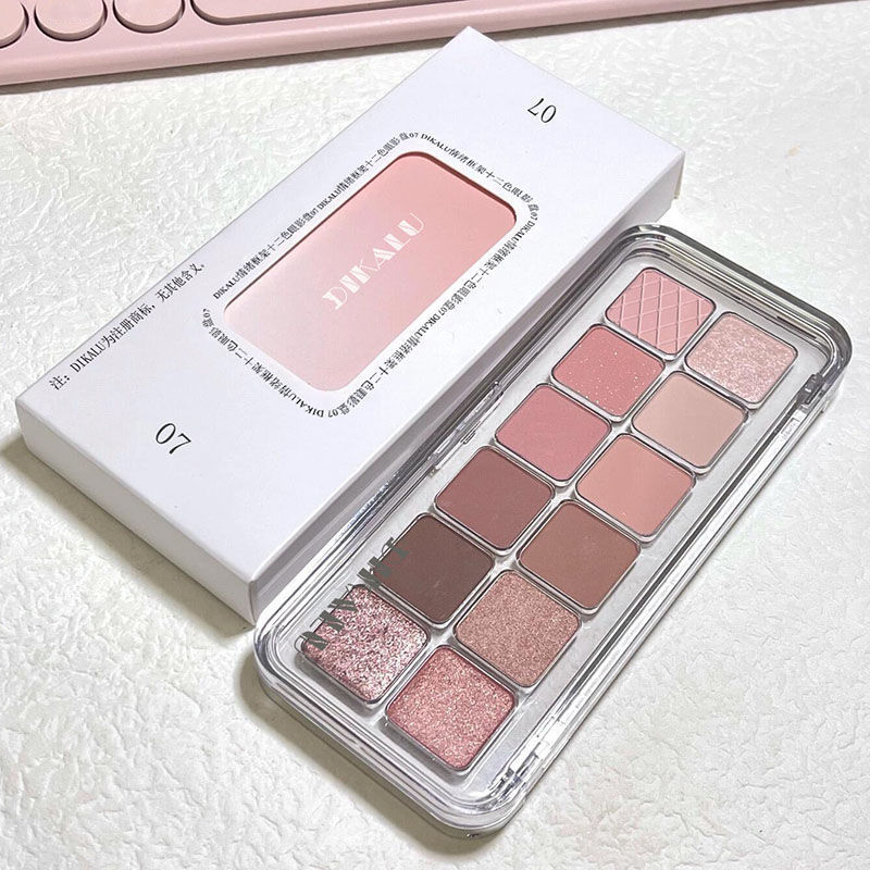 !Paleta de sombras gradiente de doze cores-pó delicado-fosco paleta de sombras de cor Natu