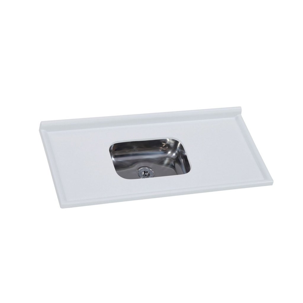 Pia de Cozinha em Mármore Sintético com Cuba em Aço Inox 120cmx55cm Aj Rorato Gelo em Oferta na Shopee