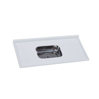 Pia de Cozinha em Mármore Sintético com Cuba em Aço Inox 120cmx55cm Aj Rorato Gelo em Oferta na Shopee