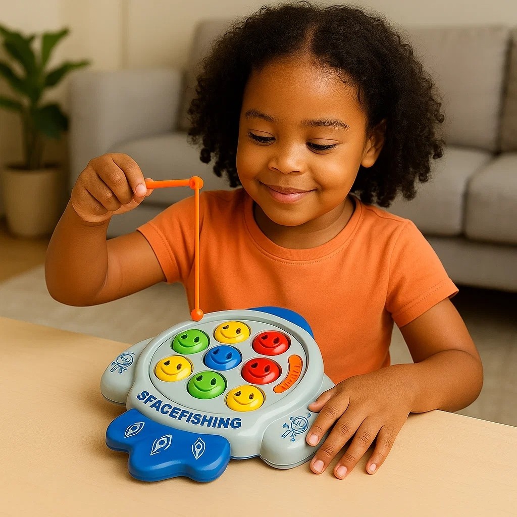 Jogo Pesca Infantil Kit 11 Peças Pega Peixe Vara Ímã Foguetinho Água Brinquedo Coordenação Motora