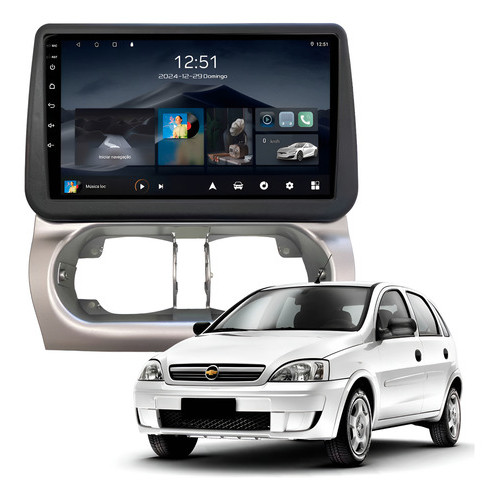Multimídia Corsa 2002 A 2012 2ram + 64gb Quadcore Carplay Android Gps Bluetooth Qled 9p em Oferta na Shopee