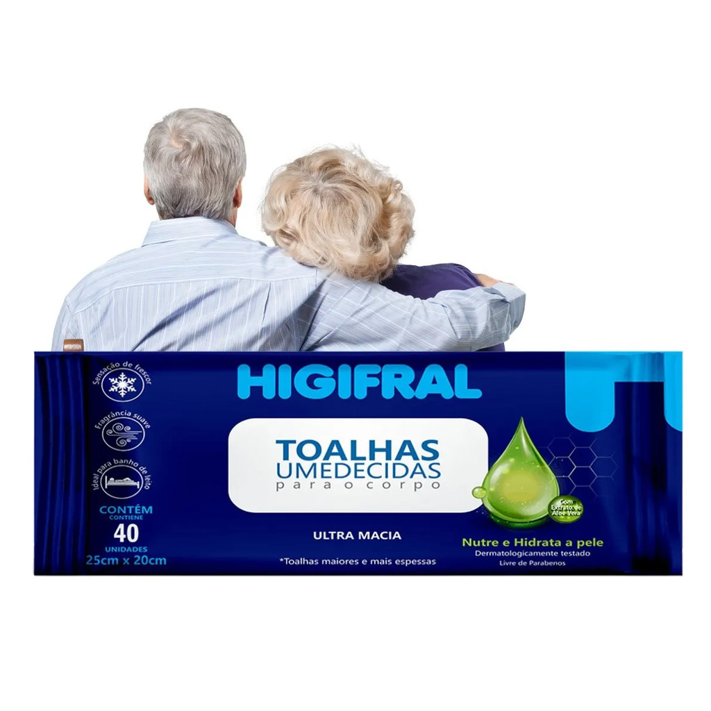 Kit 3x Toalhas Umedecidas Uso Adulto 25 X 20 Cm Higifral