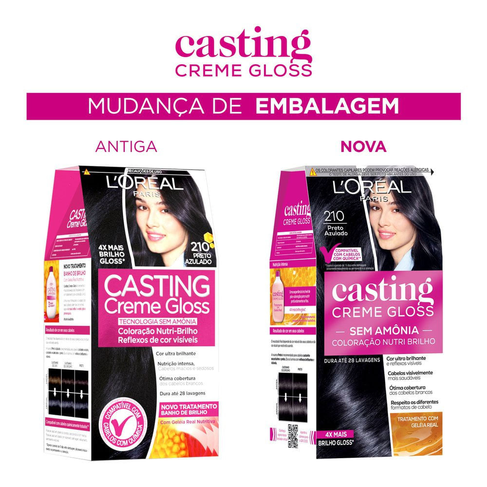 Detalhes do Tintura Casting Creme Gloss L'oréal Paris 210 Preto Azulado