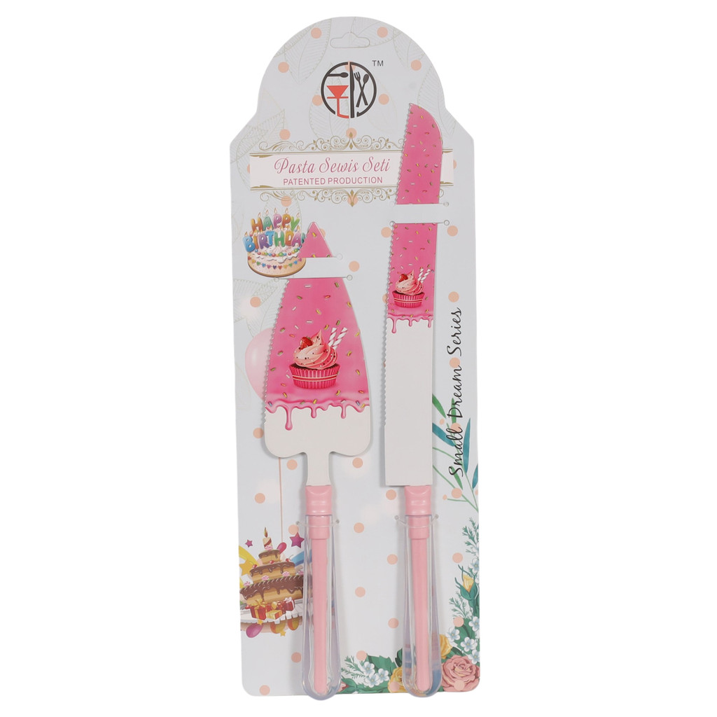 Conjunto Cake Cutter Bolo Aniversário Faca E Espatula Inox