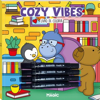 Livro de Colorir Cozy Vibes - Com 4 Canetinhas Touch - Tik Tok em Oferta na Shopee