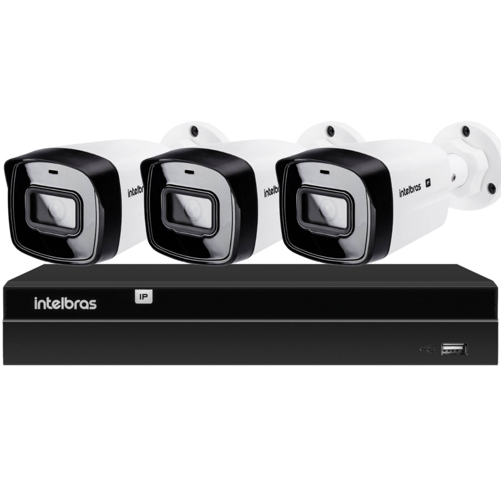 Kit CFTV 3 Câmeras IP Vipc 1230B Intelbras NVD 1404P S/HD
