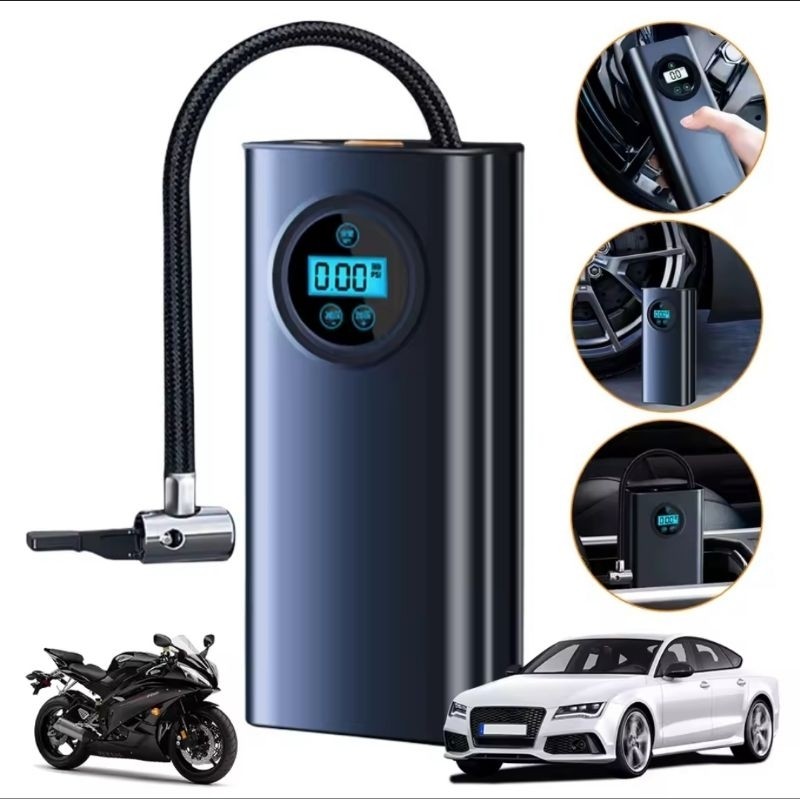 Compressor de Ar Elétrico Recarregável de Pneus de Carro Bomba de Ar Portátil Carro Moto Bicicleta Bola