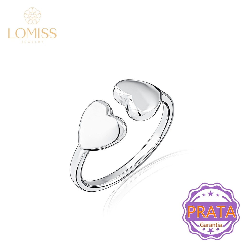Anel Ajustável Feminino Prata 925 Redondo Com 2 Corações Vários Tamanhos Casal Com Presente Namoro em Oferta na Shopee