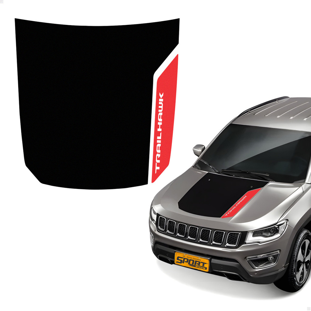 Adesivo Aplique Capo Para Jeep Compass Trailhawk Preto em Oferta na Shopee