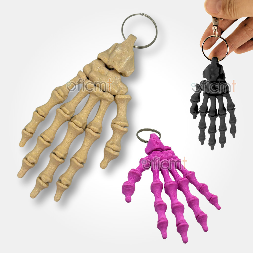 Mini Mão Esqueleto Articulada Ponteira ou Chaveiro Halloween Impressão 3D Articulações Móveis em Oferta na Shopee