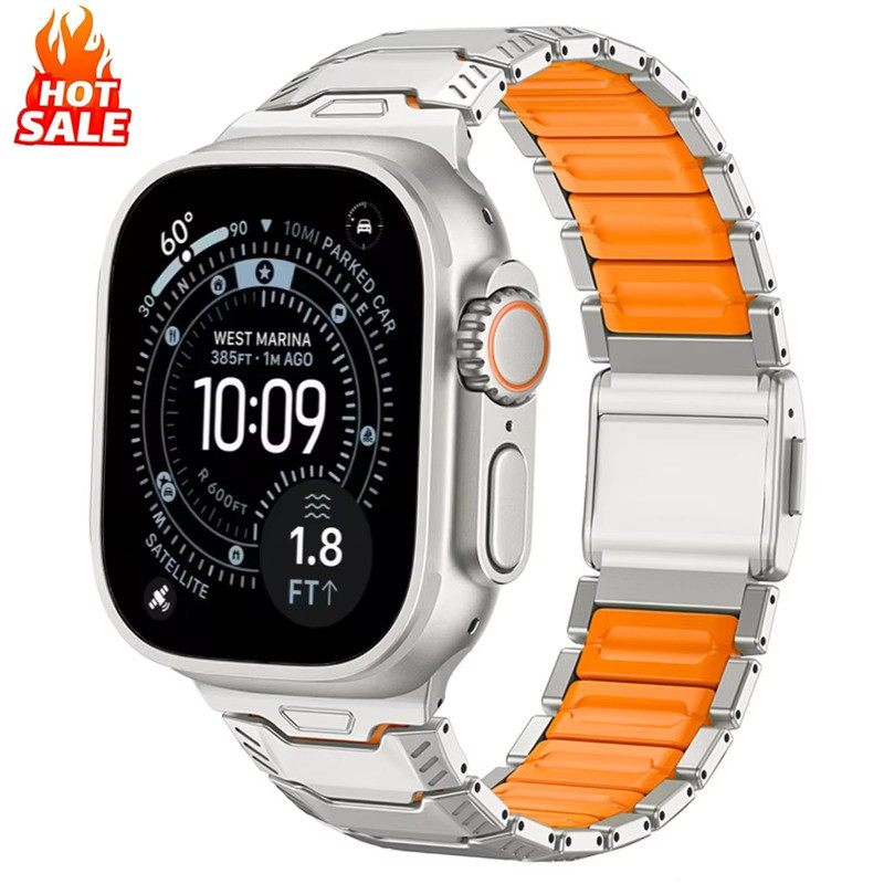 Pulseira Magnética De Silicone De Titânio De Luxo Compatível Com Apple Watch ult
