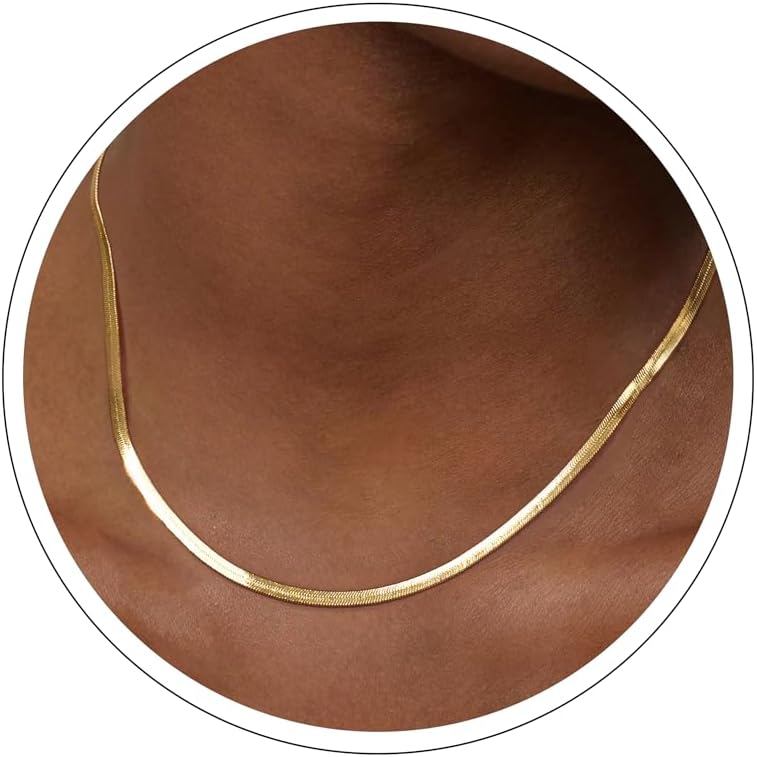 DEARMAY Colares Banhados a Ouro 14K para Mulheres, Colar Choker Delicado em Ouro com Corrente Fina em Camadas, Joias par