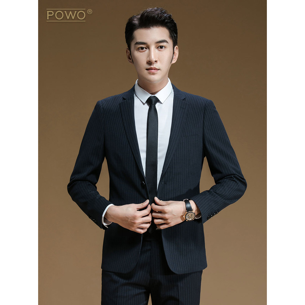 Powo terno masculino terno de negócios Formal wear profissional padrinhos noivo vestido de casamento versão coreana fino