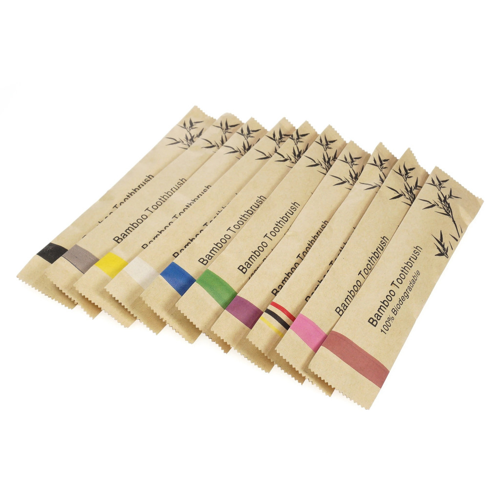 20pcs Escova Dental Colorida Conjunto De Bambu Natural Carvão Vegetal Dentes Eco Cuidado Oral