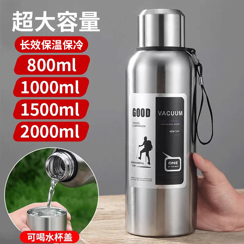 Copo térmico de grande capacidade masculino copo de água de aço inoxidável ao ar livre portátil garrafa de água chá copo