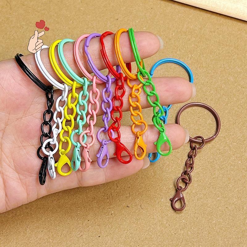 [PEBR] Conjunto De Chaveiros Com Correntes E Fechos Lagosta Para Joias DIY , Acessórios De Chaveiro De Metal Colorido Bo