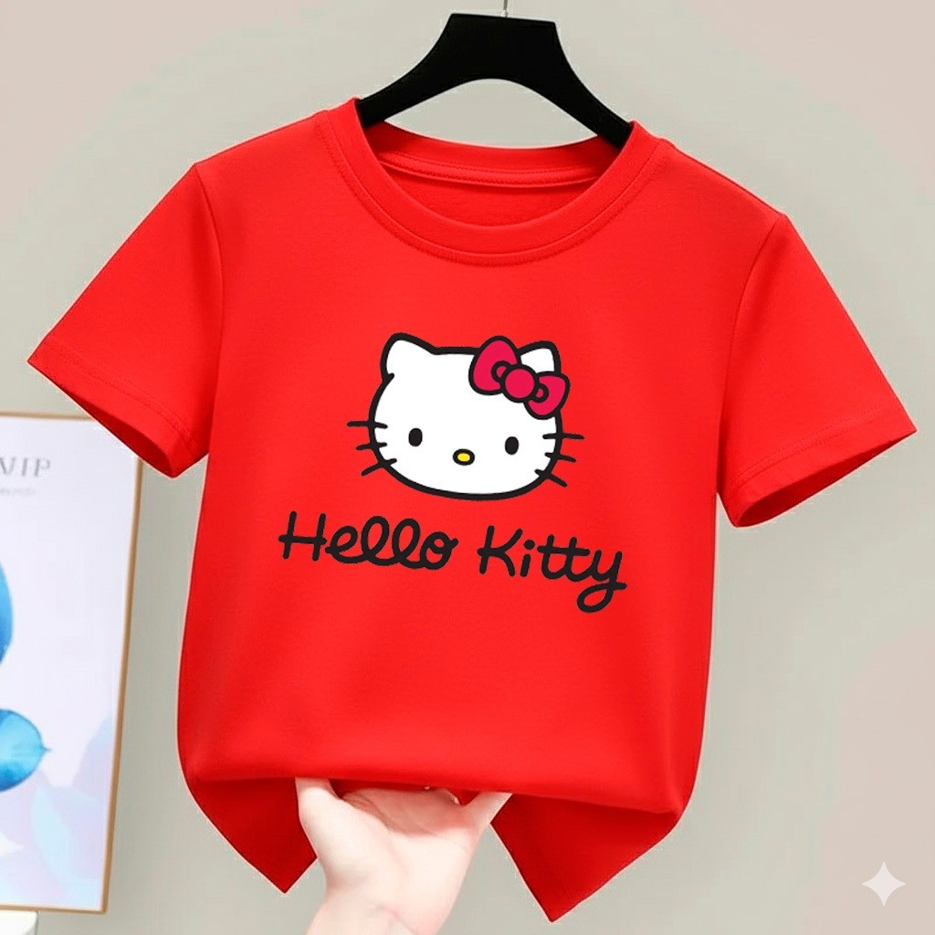 Camiseta De Algodão Infantil Estampada Hello Kitty